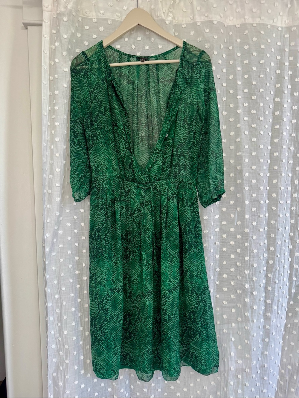 Babaton Emerald Green Snake-Print Midi Dress